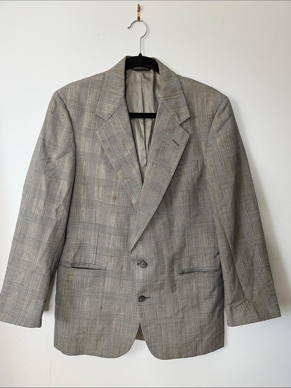 Tom James Tropical Wool Sport Coat Classic Men's Tailored Gray Plaid Blazer